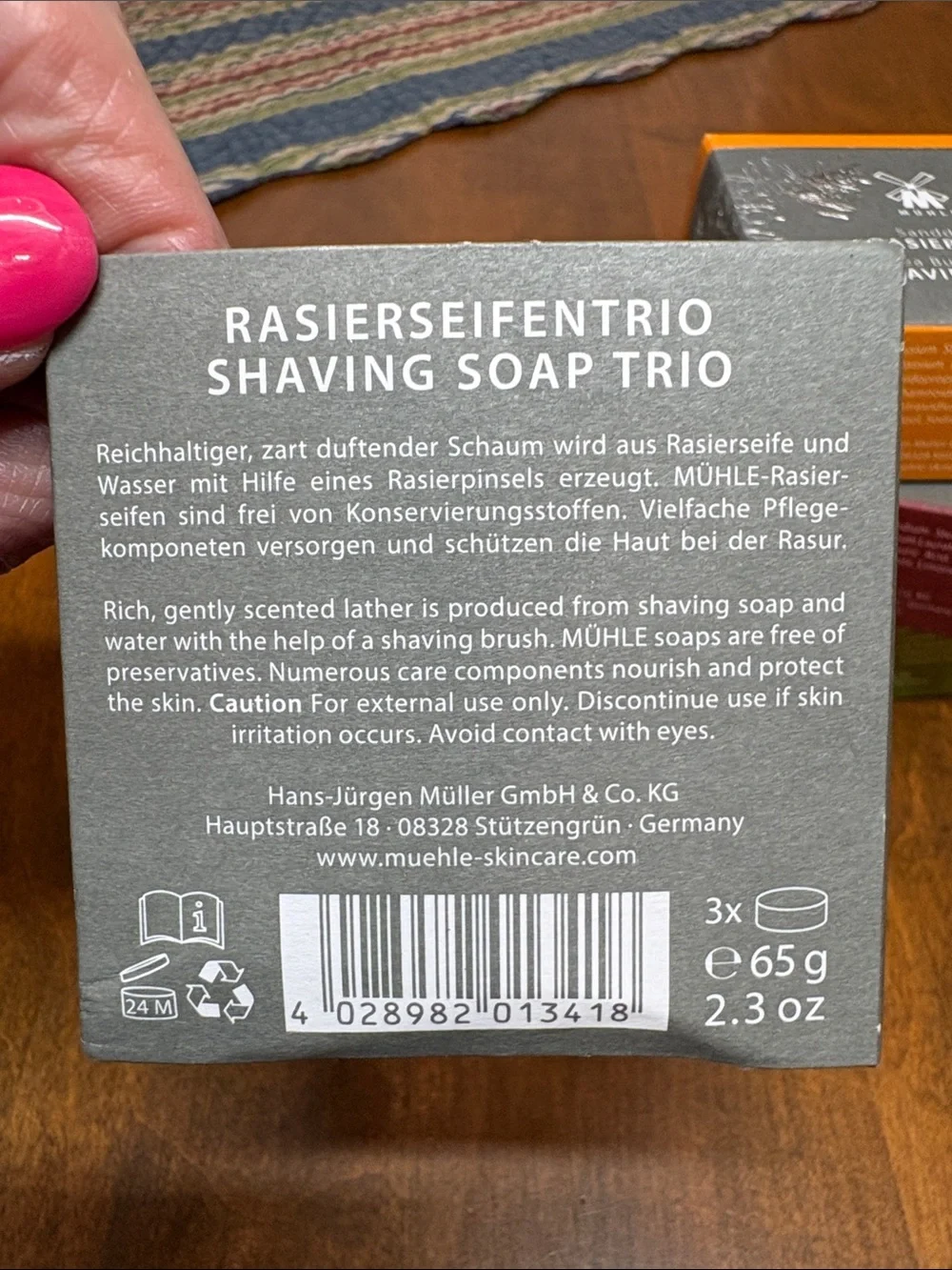 Shaving Soap Trio New in Boxes; Aloe Vera, Sandalwood, and Sea Buckthorn Scents
